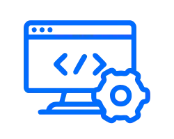 Ícone representando o desenvolvimento de sistemas e programação personalizada.